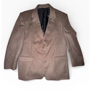Harve Benard Men's Vintage 44R Brown Plaid 3-Button Blazer Jacket